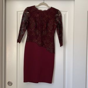 Tadashi Shoji, Formal Mini Dress, Size 2P, Color Red